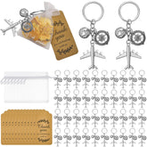 Henoyso 240 Pcs Airplane Keychain Party Favor, Including Airplane Compass Keychain with Thank You Tags, Organza Favor Bag for Party